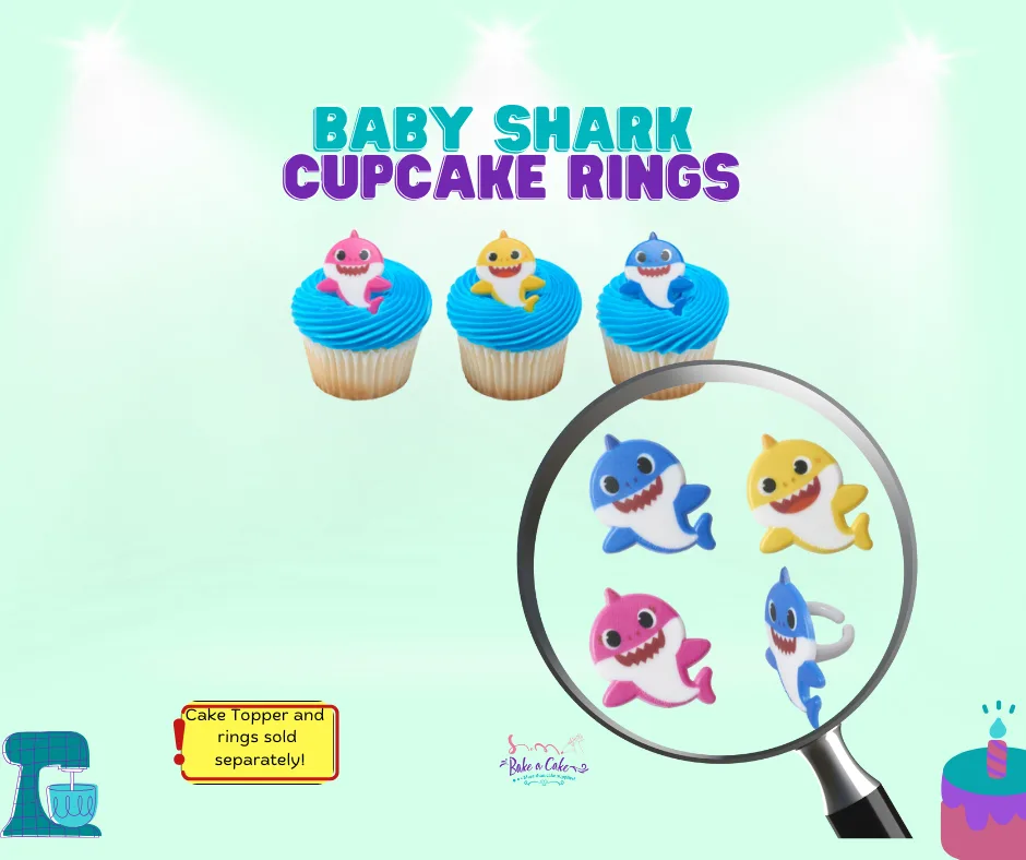 Baby Shark Cupcake Rings – 1 Dozen Pack
