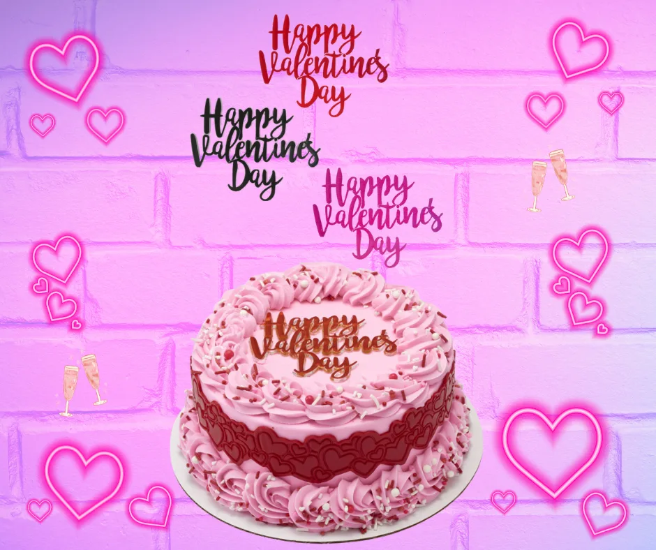 Metallic Happy Valentine’s Day Cake Topper ❤️-set of 3