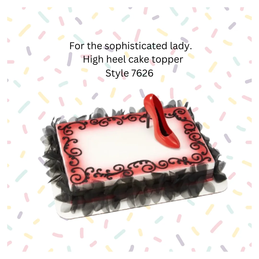 Red High Heel Cake Topper with Black Fabric Ruffle – Style 7626