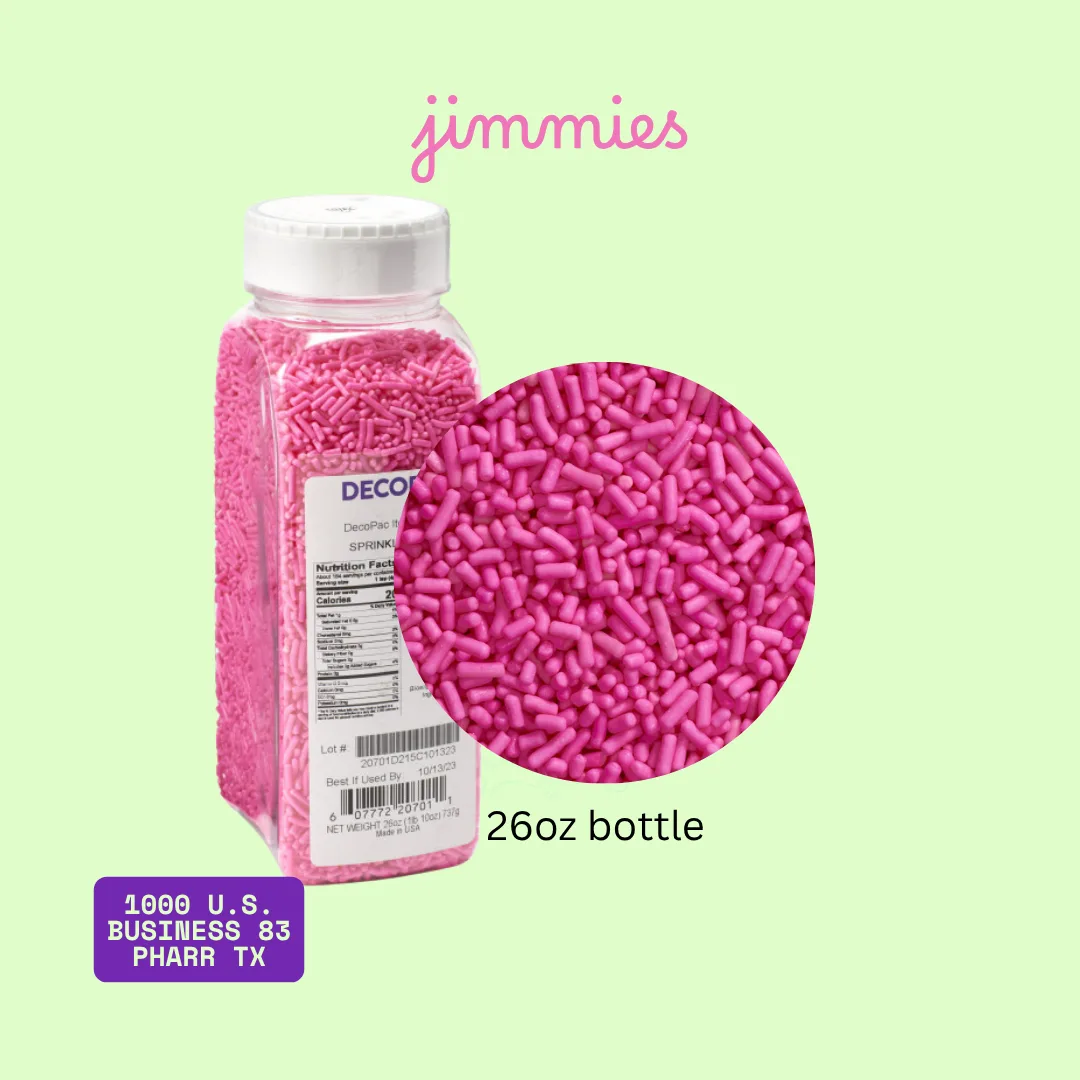 Pink Sprinkles – 26 oz Bottle of Jimmies for Cakes, Cupcakes & Treats