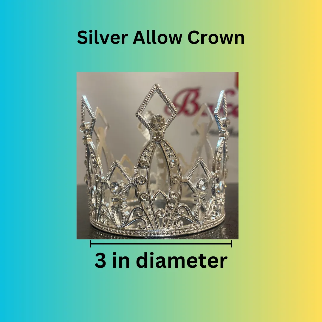 Silver Alloy Crown Cake Topper – 3” Diameter