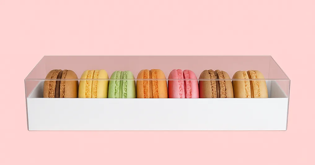 12" White Bakery Box with Clear Lid – Ideal for Macarons & Treats