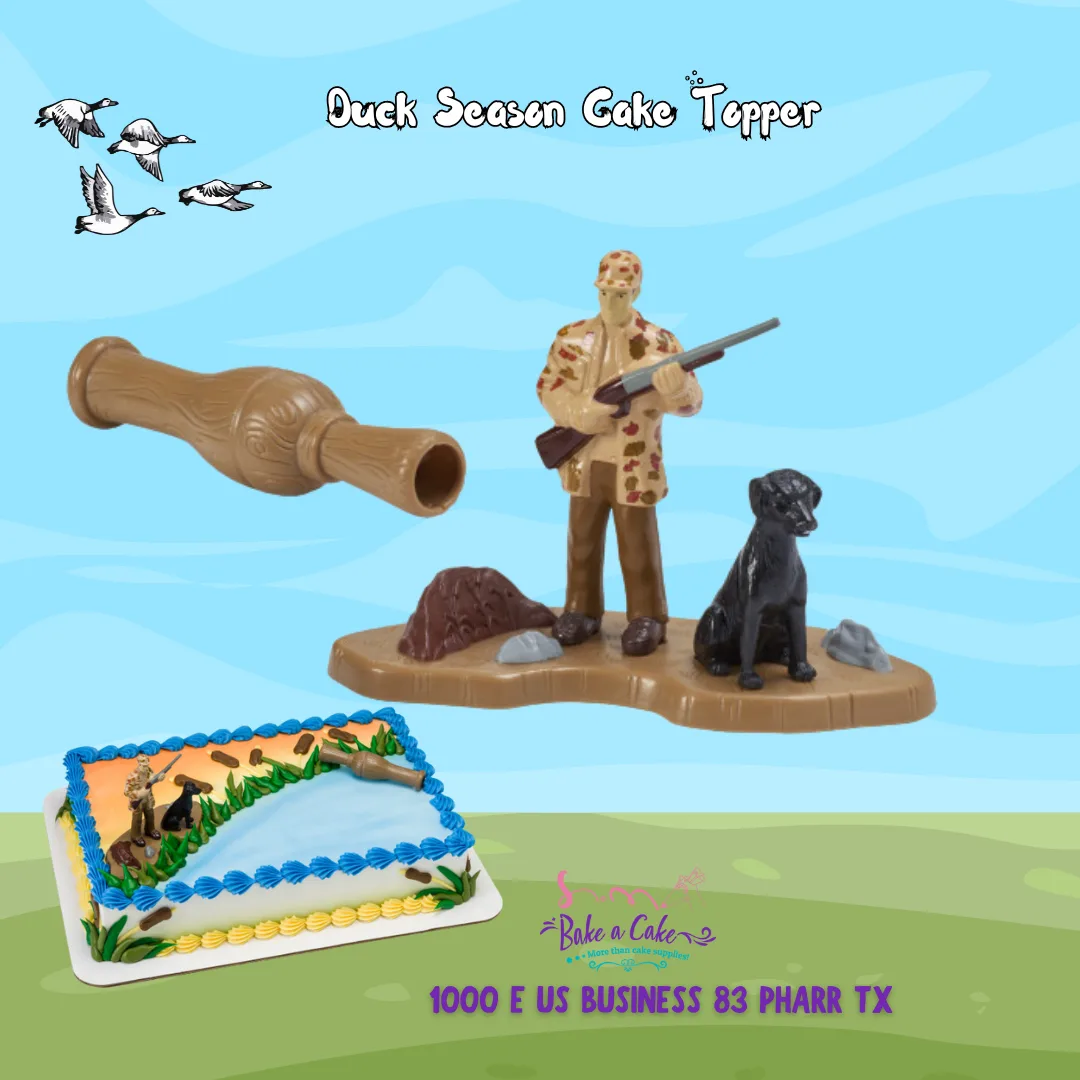 Duck Hunting Cake Topper Set – Hunter, Dog & Duck Call Figurines