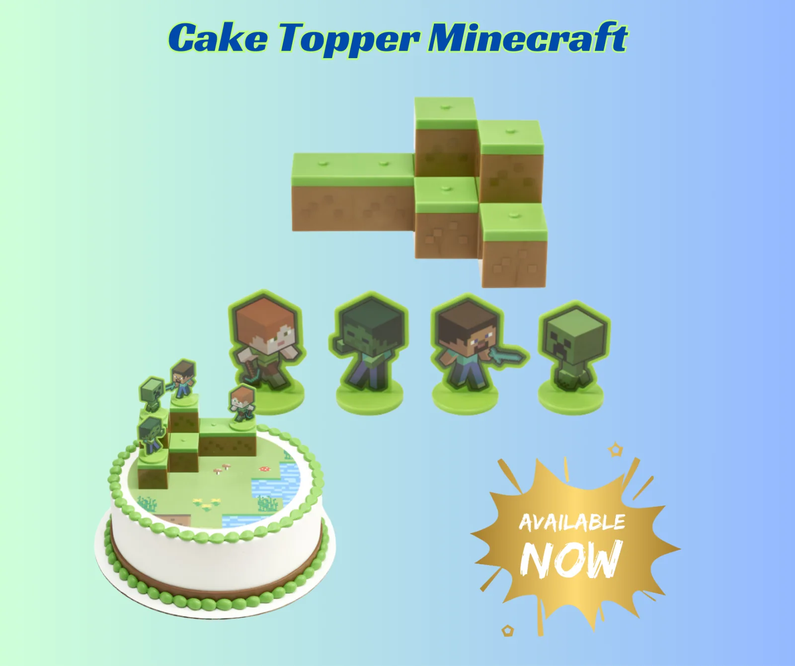 Minecraft Cake Topper Set – 6 Pieces