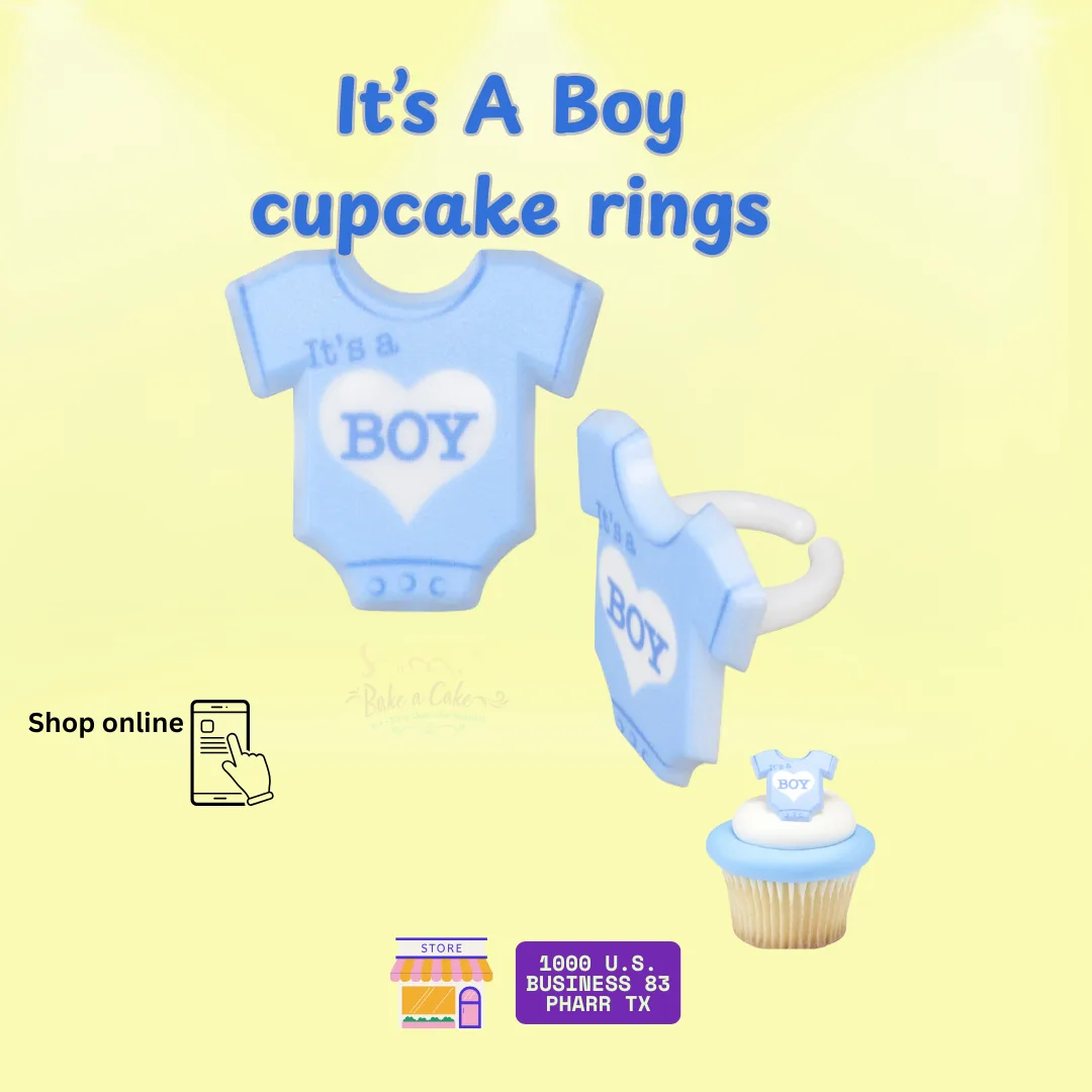 Blue Onesie Rings – Baby Shower Cupcake Toppers (Sold by the Dozen)