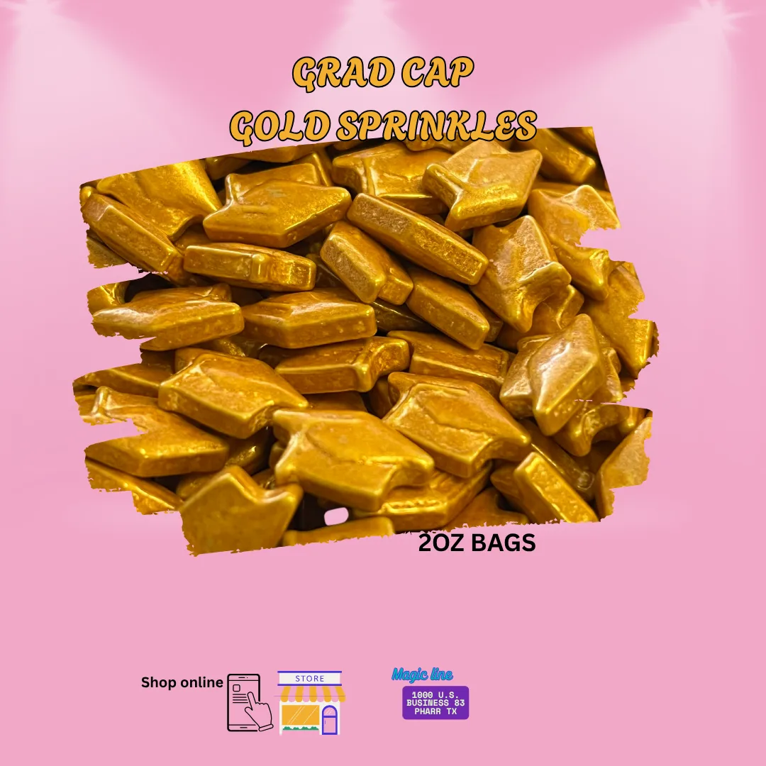 Gold Graduation Cap Sprinkles – 2 oz Bag