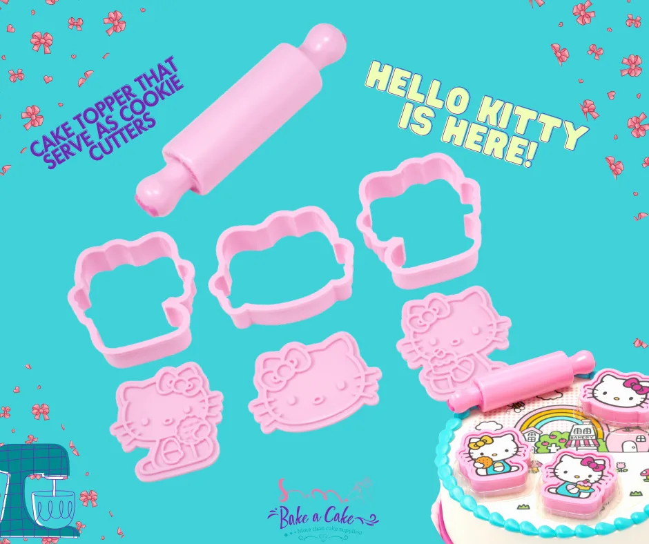 Hello Kitty Cake Topper, Cookie Cutter & Mini Rolling Pin Set – 3-in-1 Baking Fun!