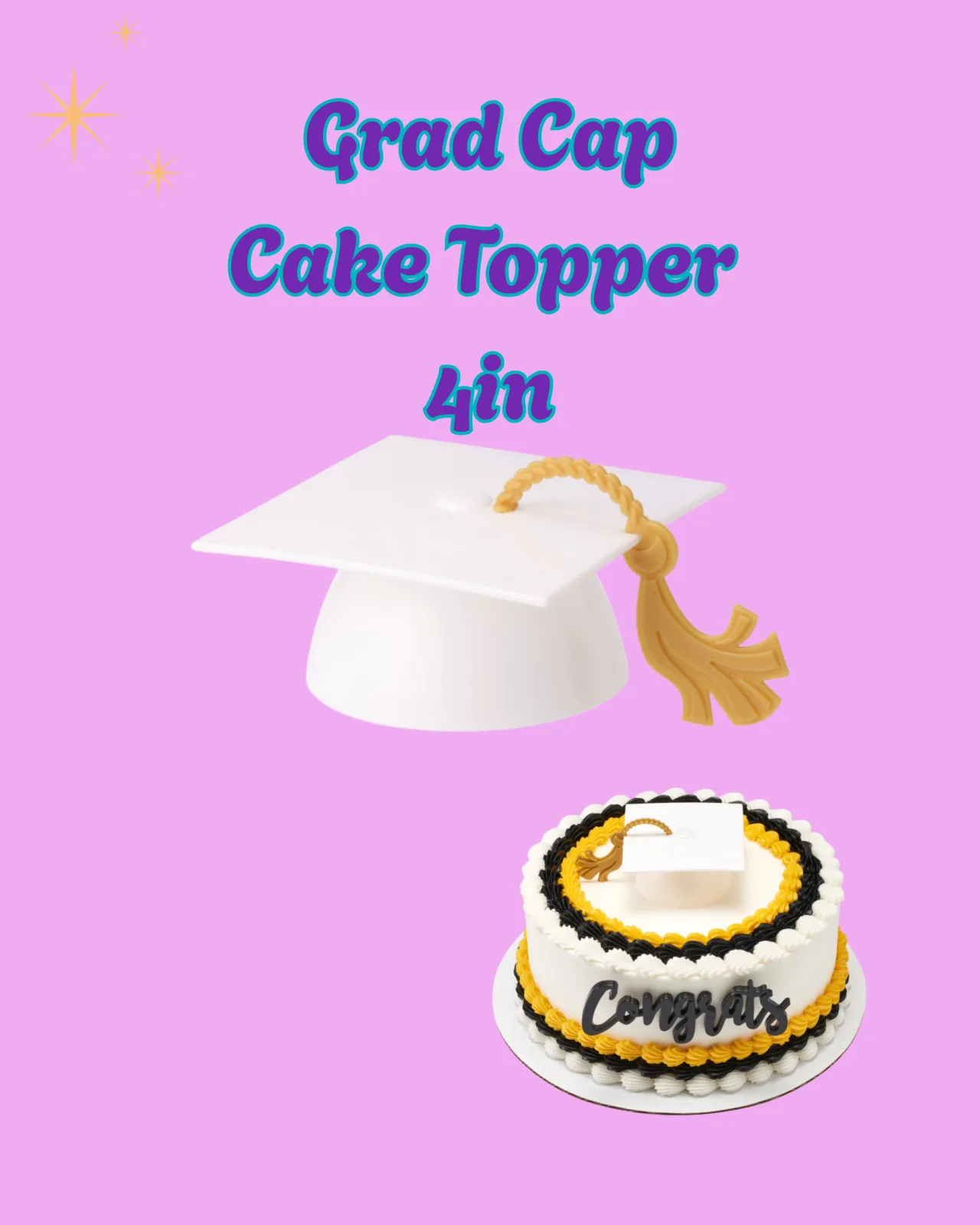 Graduation Cake Topper White Cap | Cake Decoration | Bake A Cake