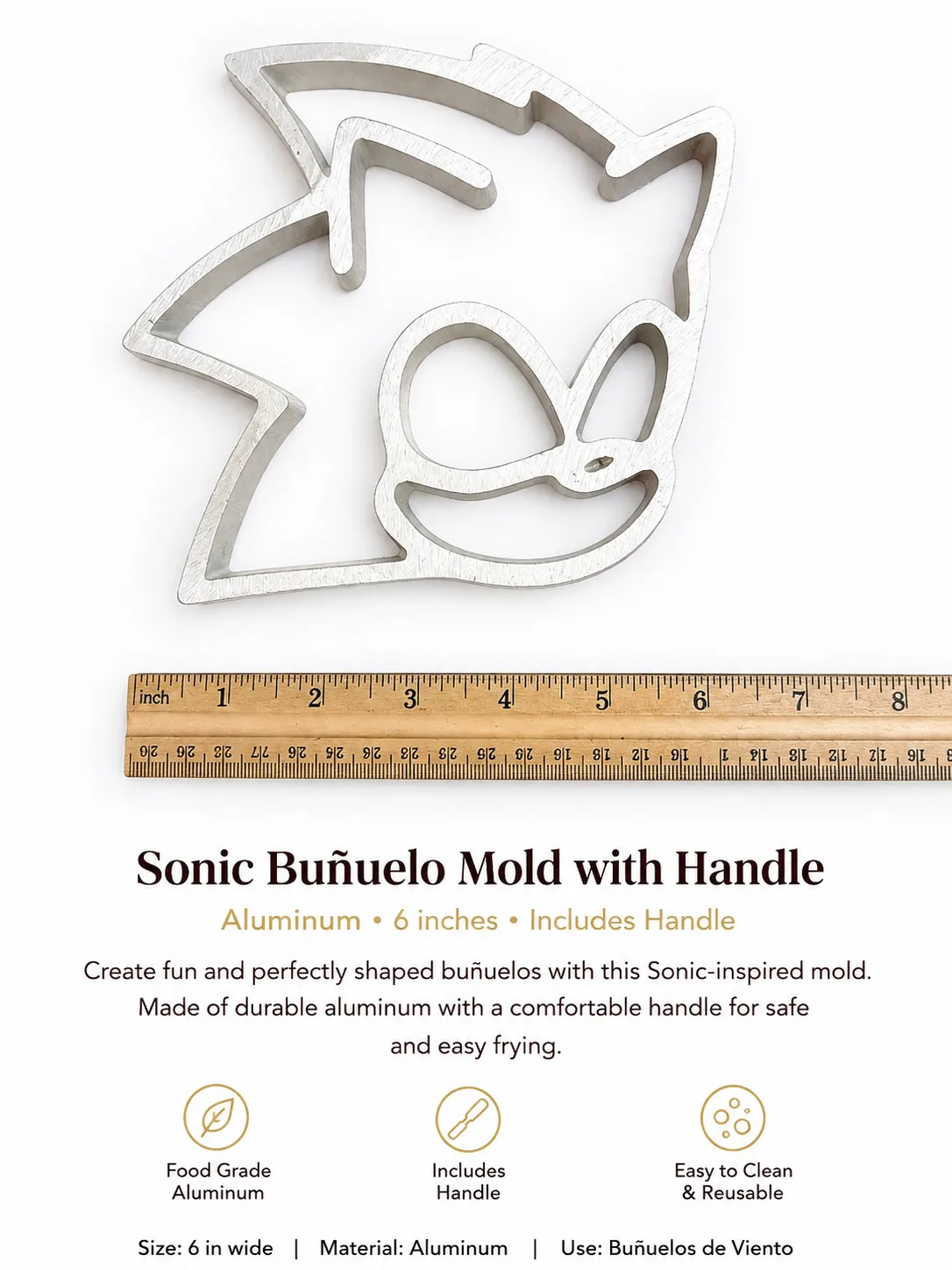 Sonic-Inspired Buñuelo Mold with Handle – 6 Inch