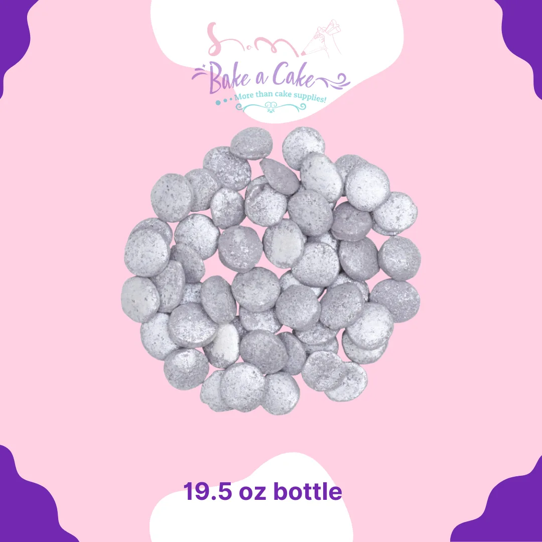 Confetti Sugar Quins – Silver Edible Cake Sprinkles (19.5 oz Bottle)
