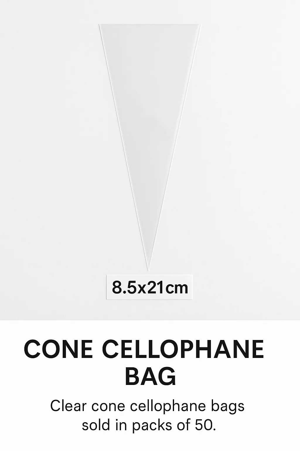 Clear Cone Cellophane Bags – Pack of 50