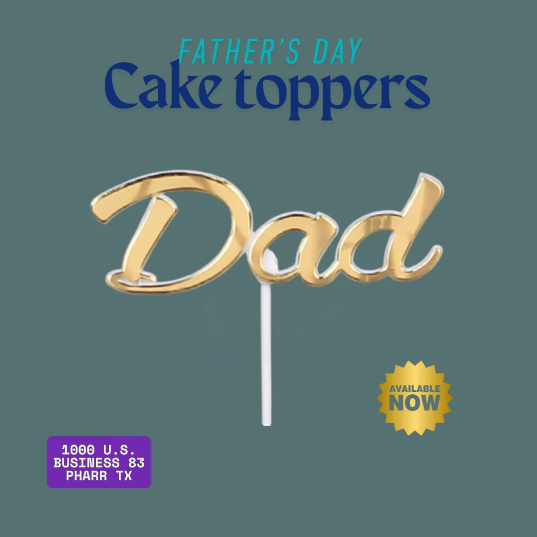 Gold "Dad" Cake Topper – Father’s Day Decoration
