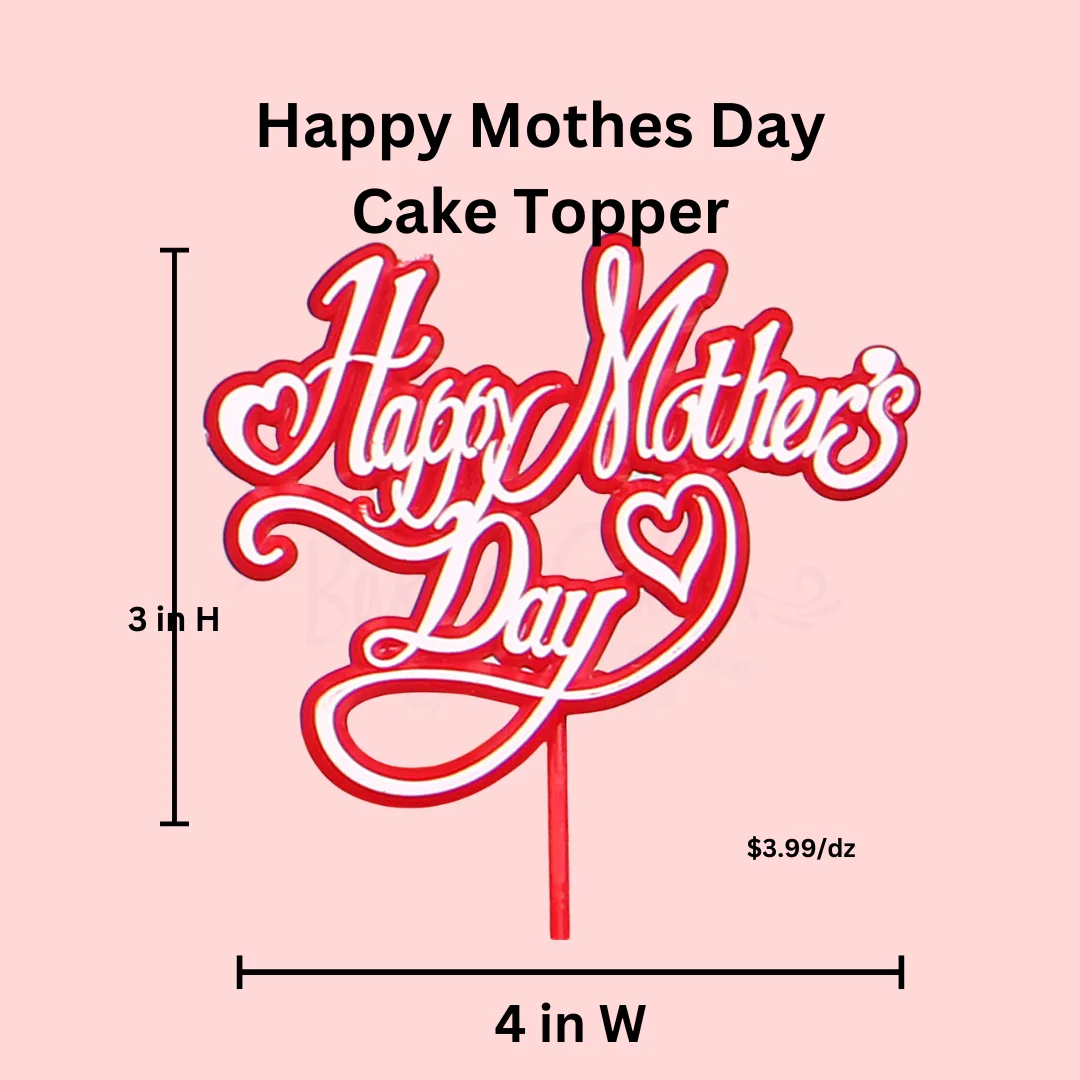 Happy Mother's Day Plastic Pick – Cake & Floral Decoration-DOZEN