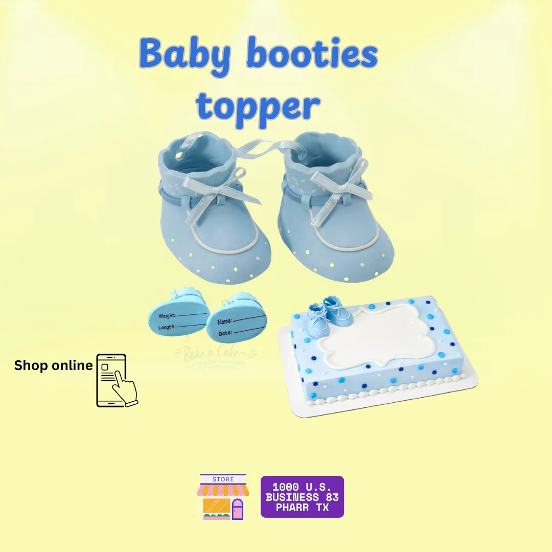 Blue Baby Booties Cake Topper Set – Celebrate a Baby Boy